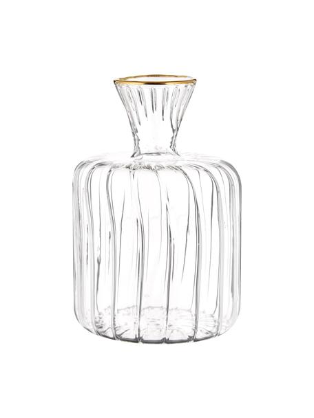 Vaso piccolo in vetro con bordo dorato Plinn, Vetro, Trasparente, dorato, Ø 7 x Alt. 10 cm