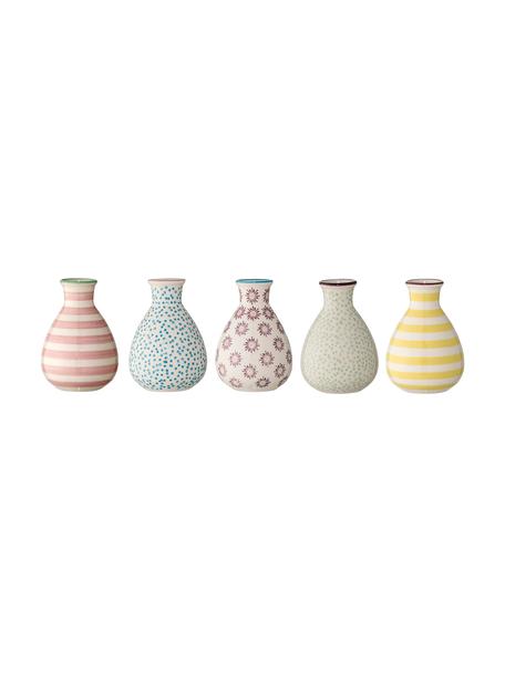 Set 5 vasi decorativi in gres con motivo giocoso Gab, Gres, Multicolore, Ø 7 x Alt. 11 cm