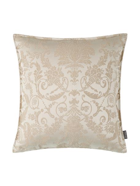Glinsterende kussenhoes Astoria met ornament borduurwerk, 75% polyester, 25% katoen, Beige, 40 x 40 cm