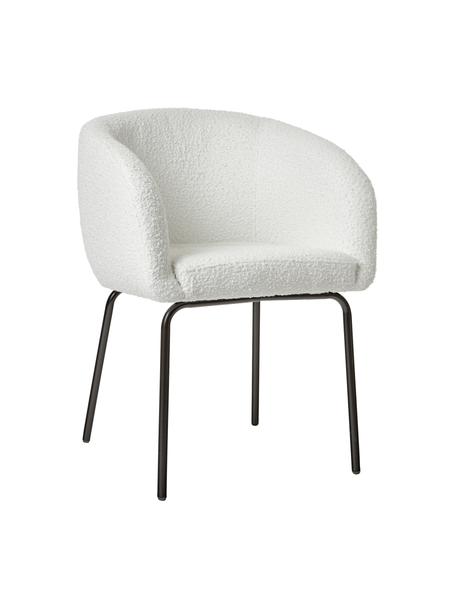 Bouclé fauteuils Alani in wit, 2 stuks, Bekleding: 80 % polyester, 20 % acry, Poten: gepoedercoat metaal, Bouclé wit, B 58 x H 78 cm