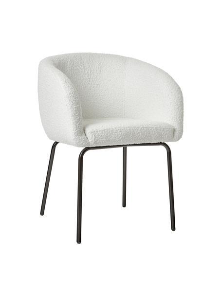 Chaises à accoudoirs Alani, 2 pièces, Tissu bouclé blanc, larg. 58 x haut. 78 cm