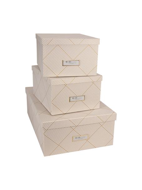 Aufbewahrungsboxen-Set Inge, 3-tlg., Box: Fester, laminierter Karto, Goldfarben, Weiss, Set mit verschiedenen Grössen