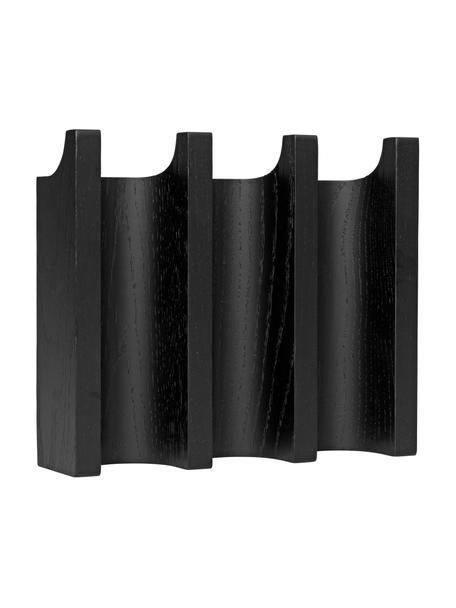 Porte-manteau mural bois de chêne noir Column, Bois de chêne, laqué, Noir, larg. 21 x haut. 18 cm