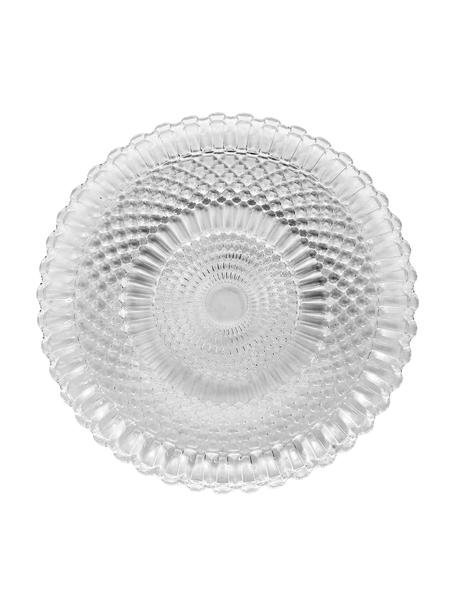 Assiettes plates en verre à embossages décoratifs Milesia, 2 pièces, Verre, Transparent, Ø 28 cm