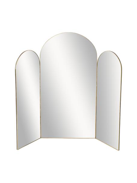 Specchio triplo con cornice in metallo dorato Maple, Cornice: metallo rivestito, Retro: pannello di fibra a media, Superficie dello specchio: lastra di vetro, Oro, Larg. 88 x Alt. 70 cm