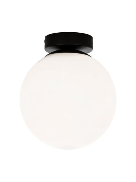 Petit plafonnier en verre opalescent Lido, Noir, blanc, Ø 20 x haut. 23 cm