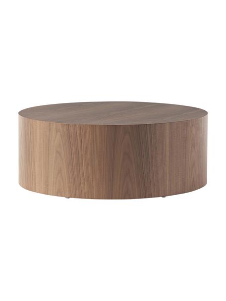 Table basse ronde en bois Dan, Panneau en fibres de bois à densité moyenne (MDF) avec placage en bois de noyer, Bois foncé, Ø 80 x haut. 30 cm