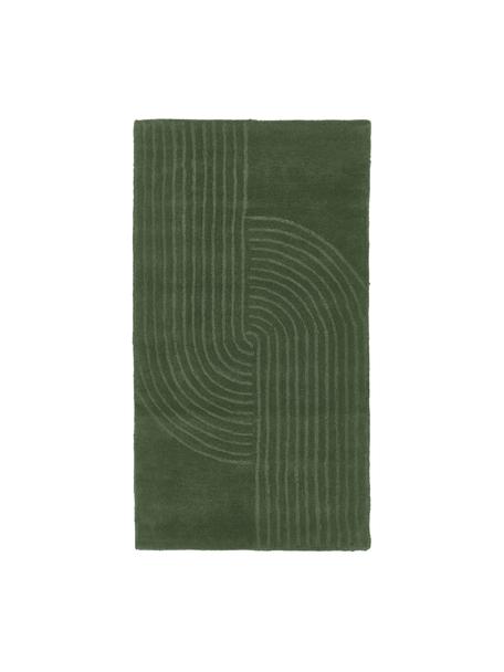 Tappeto in lana fatto a mano Mason, Retro: 100% cotone Nel caso dei , Verde scuro, Larg. 160 x Lung. 230 cm (taglia M)