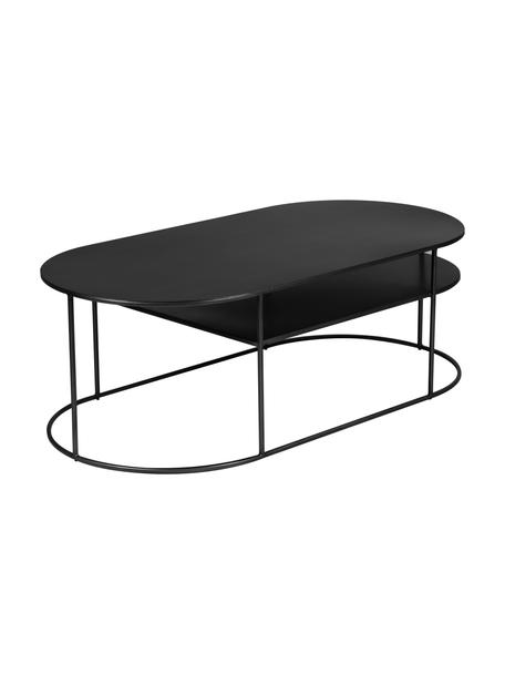 Oválný kovový konferenční stolek Grayson, Potažený kov, Černá, Š 120 cm, H 60 cm