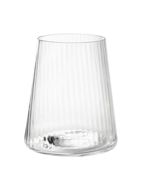 Ručně vyrobené sklenice na vodu s rýhovaným povrchem Cami, 4 ks, Foukané sklo, Transparentní, Ø 8 cm, V 10 cm
