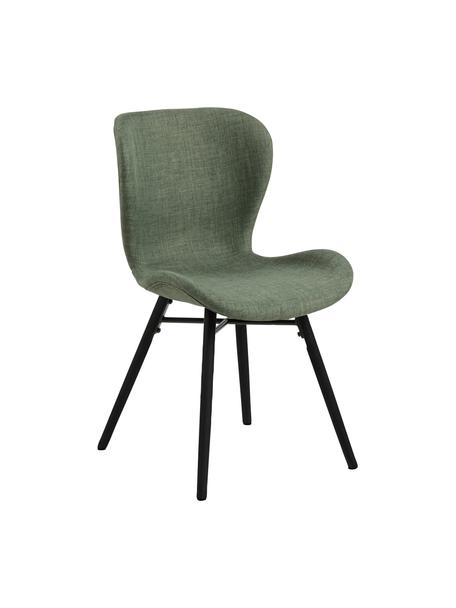 Chaise rembourrée style scandinave Batilda, 2 pièces, Tissu vert, noir