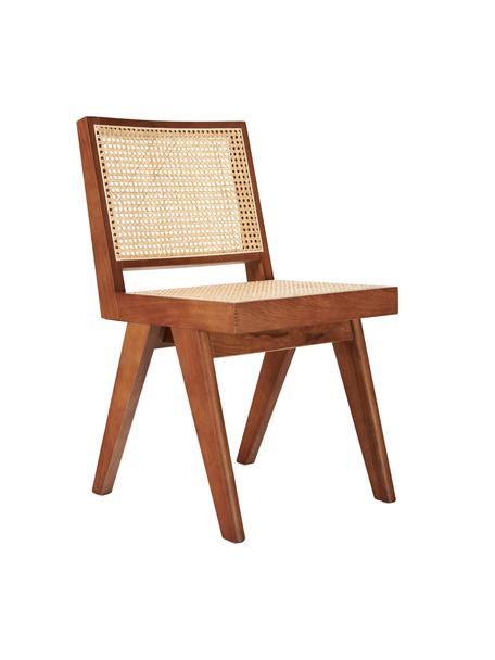 Krzesło z drewna z plecionką wiedeńską Sissi, Stelaż: lite drewno dębowe, Ciemne drewno z plecionką wiedeńską, S 46 x G 56 cm