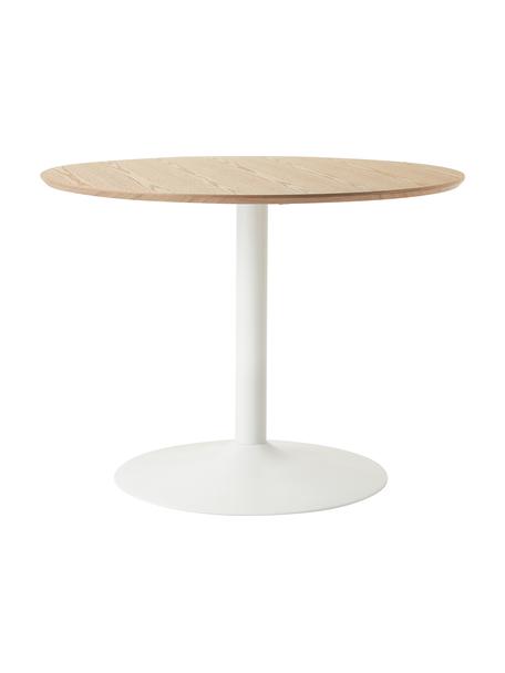 Runder Esstisch Menorca mit Eschenholzfurnier, Ø 100 cm, Tischplatte: Eschenholzfurnier, Mittel, Holz, Weiß, Ø 100 x H 75 cm