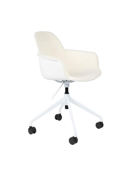 Chaise de bureau en tissu bouclé Albert, hauteur ajustable, Tissu bouclé blanc, larg. 59 x prof. 52 cm