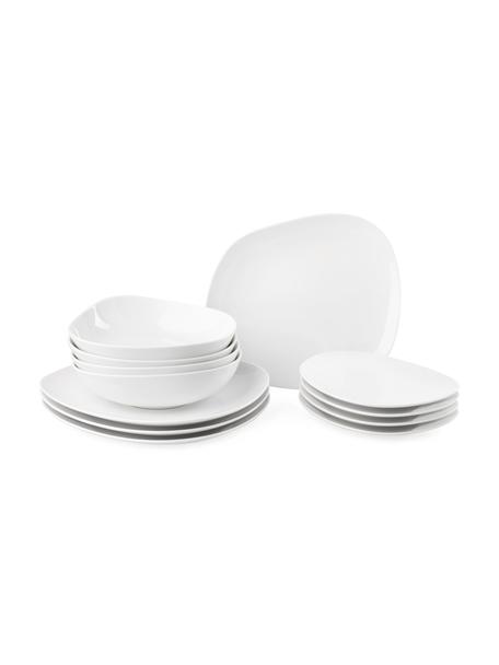 Service de table en porcelaine Organic, 4 personnes (12 élém.), Porcelaine, Blanc, Lot de différentes tailles