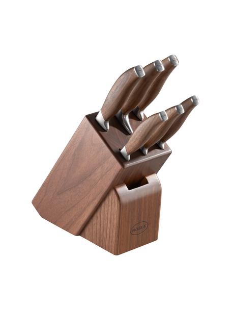 Bloque de cuchillos Passion, 6 uds., Plateado, madera de nogal, Set de diferentes tamaños