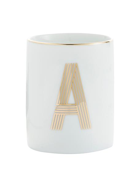 Porzellan-Becher Yours mit Buchstaben (Varianten von A bis Z) in Gold, Porzellan, Weiß, Goldfarben, Becher A, 300 ml
