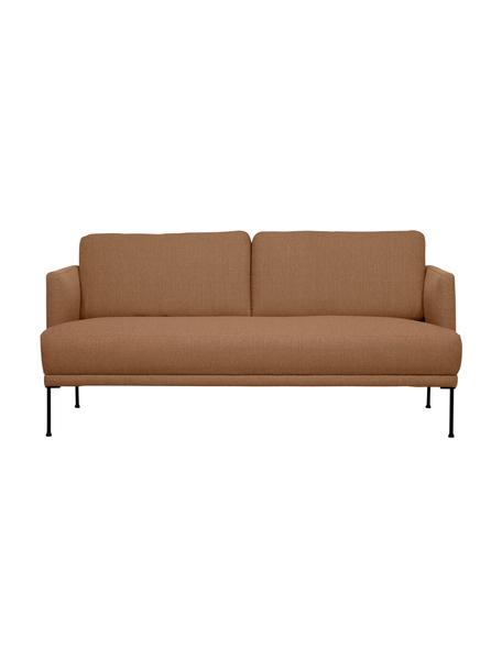 Sofa Fluente (2-zits) in nougat met metalen poten, Bekleding: 100% polyester, Frame: massief grenenhout, FSC-g, Poten: gepoedercoat metaal, Geweven stof nougat, B 166 x D 85 cm