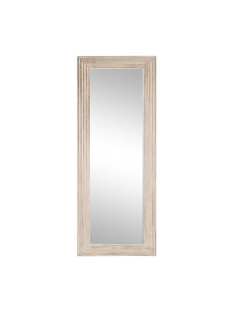 Espejo de pared de madera Furrows, Espejo: cristal, Beige, blanco, An 59 x Al 150 cm