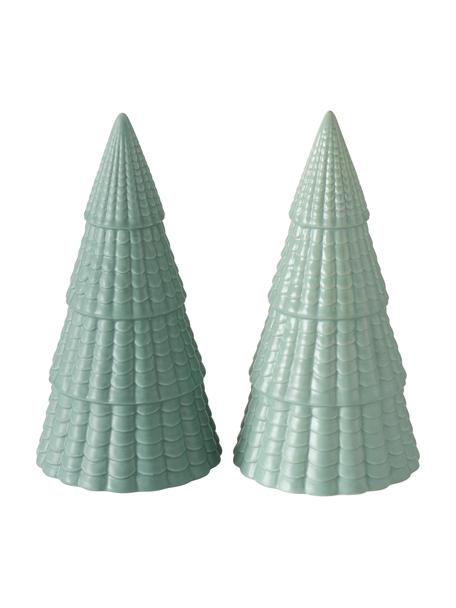 Arbre de Noël vert Noël Mikras haut. 22 cm, 2 élém., Grès cérame, Tons verts, Ø 11 x haut. 22 cm