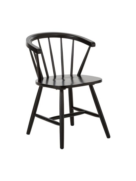 Krzesło z podłokietnikami z drewna w stylu windsor Megan, 2 szt., Drewno kauczukowe, lakierowane, Czarny, S 53 x G 52 cm