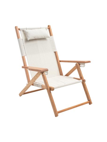 Skladacia stolička Tommy, Tíkové drevo, šalviová, biela, Š 66 x V 87 cm