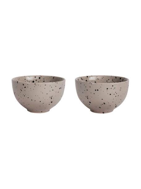 Bols artisanaux Ditte, 2 élém., Grès cérame, Gris, chiné, Ø 12 x haut. 7 cm