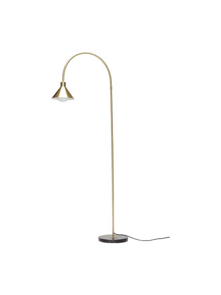 Bogenlampe Pipe, Lampenschirm: Metall, beschichtet, Lampenfuß: Marmor, Goldfarben, Schwarz, marmoriert, B 60 x H 168 cm