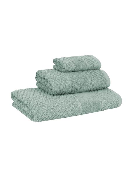 Set de toallas texturizada Katharina, 3 uds., Verde menta, Set de diferentes tamaños