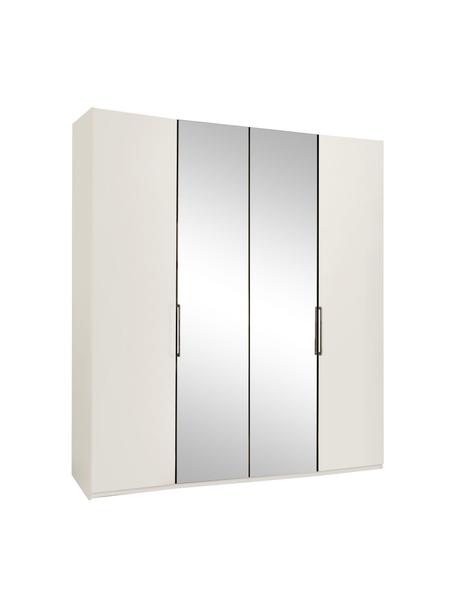 Draaideurkast Monaco met spiegeldeuren, 4 deuren, Frame: houtmaterialen, gelakt, Wit, met spiegeldeuren, B 200 x H 216 cm