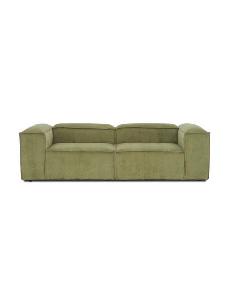 Sofá rinconero modular de pana Lennon (3 plazas), Tapizado: pana (92% poliéster, 8% p, Estructura: madera de pino maciza, ma, Patas: plástico, Pana verde, An 238 x F 119 cm