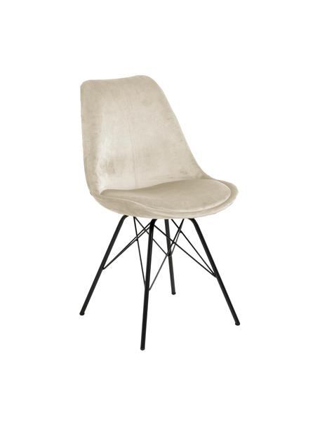 Fluwelen stoelen Eris met metalen poten, 2 stuks, Bekleding: polyester fluweel Met 25., Poten: gepoedercoat metaal, Fluweel beige, B 49 x D 54 cm
