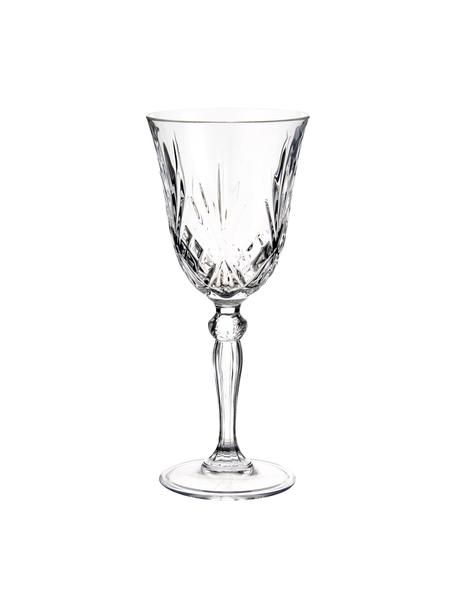 Kristallen wijnglazen Melodia met reliëf, 6 stuks, Kristalglas, Transparant, Ø 8 x H 19 cm, 210 ml