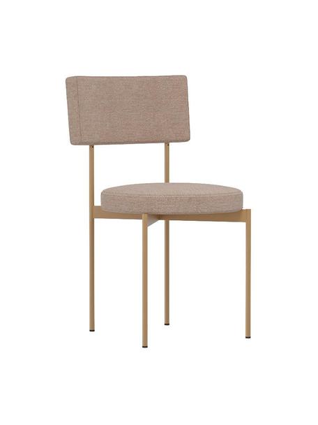 Gestoffeerde stoel Sedia met metalen frame, Bekleding: 75% wol, 25% linnen, Frame: gepoedercoat metaal, Stof beige, B 46 x D 54 cm