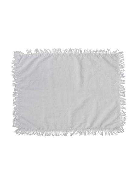Set de table blanc pur coton à franges blanc Nalia, 2 pièces, 100 % coton, Blanc, larg. 50 x long. 40 cm