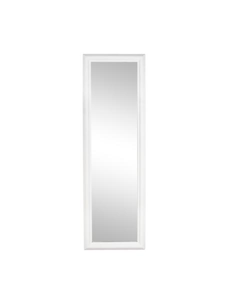 Eckiger Wandspiegel Sanzio mit weißem Paulowniaholzrahmen, Rahmen: Paulowniaholz, beschichte, Spiegelfläche: Spiegelglas, Weiß, 42 x 132 cm
