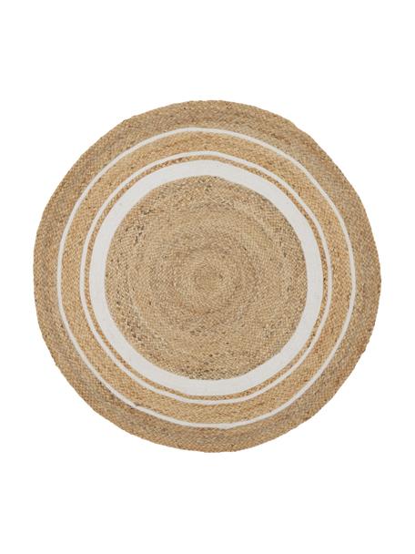 Okrągły ręcznie wykonany dywan z juty Clover, 75% juta, 25% bawełna, Beżowy, Ø 200 cm (Rozmiar L)