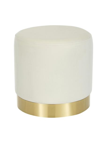 Tabouret en velours Orchid, Revêtement : blanc crème Pied : couleur dorée, Ø 38 x haut. 38 cm
