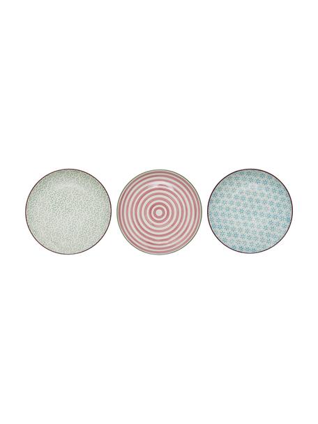 Set 3 piattini da dessert dipinti a mano Patrizia, Gres, Verde, rosso, blu, Ø 20 cm