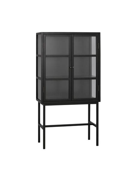 Glasvitrine Marshalle, Front: Sicherheitsglas, Schwarz, B 85 x H 160 cm