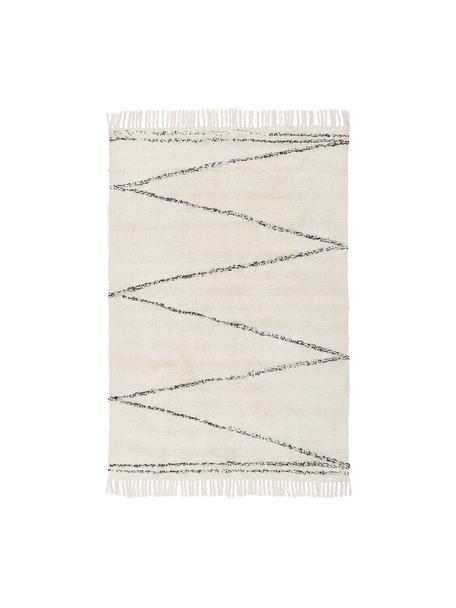 Ręcznie tuftowany dywan z bawełny z frędzlami Asisa, 100% bawełna, Beżowy, czarny, S 120 x D 180 cm (Rozmiar S)