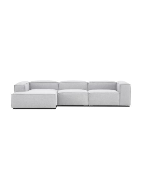 Canapé d'angle modulaire gris clair Lennon, Tissu gris clair, larg. 327 x prof. 180 cm, méridienne à gauche