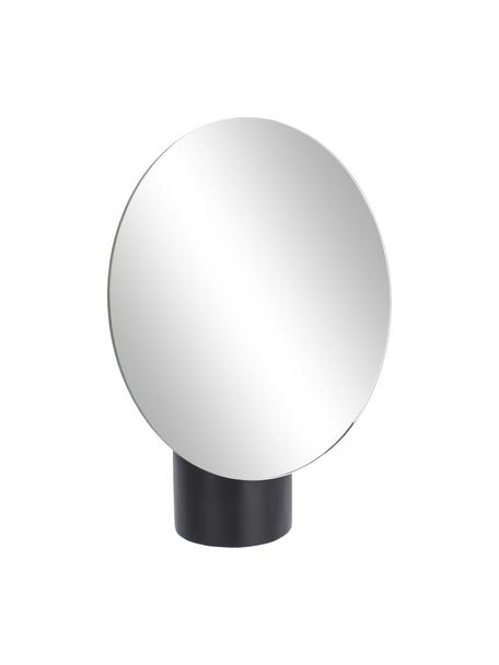 Runder Kosmetikspiegel Veida mit schwarzem Holzsockel, Sockel: Pappelholz, beschichtet, Spiegelfläche: Spiegelglas, Schwarz, 17 x 19 cm