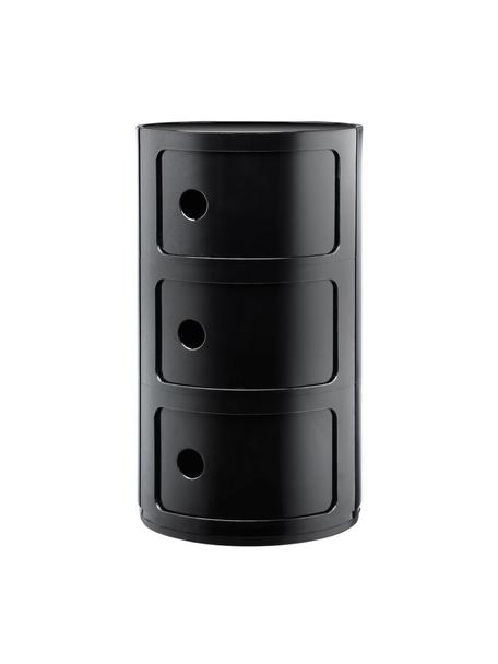 Caisson design noir 3 modules Componibili, Plastique (ABS), laqué, certifié Greenguard, Noir, Ø 32 x haut. 59 cm