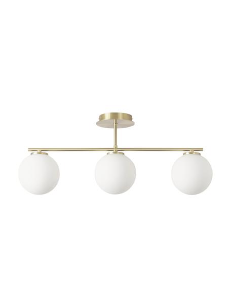 Stropná lampa z opálového skla Atlanta, Biela, mosadzné odtiene, Š 70 x V 28 cm