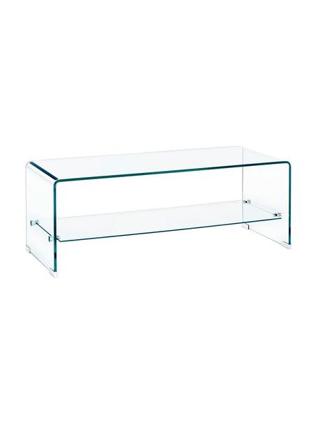 Tavolino da salotto in vetro con mensola Iride, Mensola: vetro temperato, Trasparente, Larg. 100 x Prof. 40 cm
