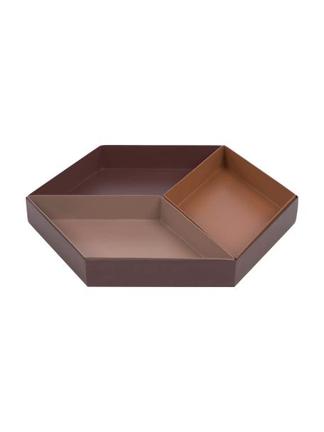 Deko-Tablett-Set Elides aus Metall, 3-tlg., Metall, beschichtet, Brauntöne, Set mit verschiedenen Größen