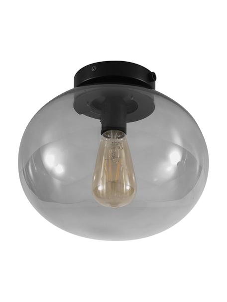 Kleine plafondlamp Alton van glas, Lampenkap: getint glas, Baldakijn: gecoat metaal, Zwart, grijs, Ø 28 x H 24 cm