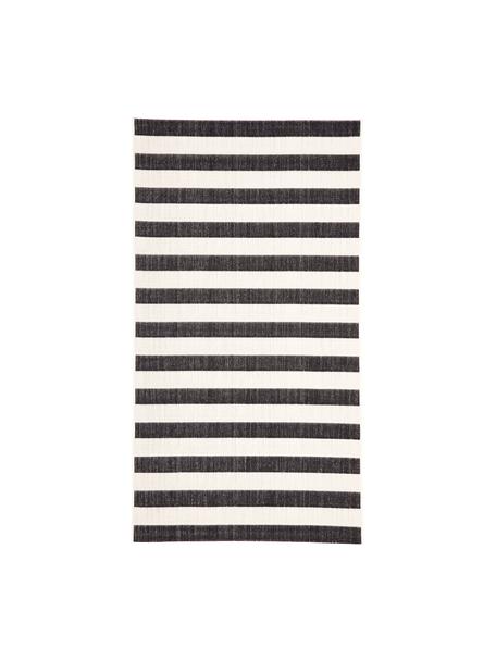 Pruhovaný intriérový a venkovní koberec Axa, 86 % polypropylen, 14 % polyester, Krémově bílá, černá, Š 200 cm, D 290 cm (velikost L)