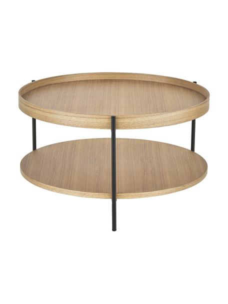 Table basse ronde en bois avec rangement Renee, Bois clair, Ø 69 x haut. 39 cm